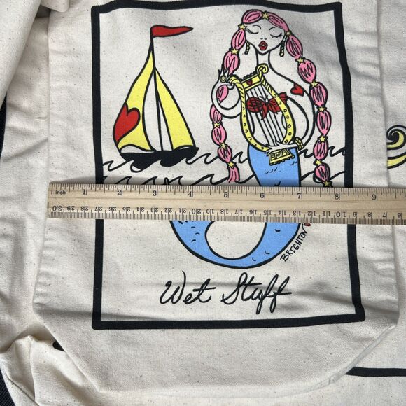 BRIGHTON NEW 3pc Canvas Drawstring Travel Bag Set Storage Logo Fish Sun Mermaid - Picture 6 of 7